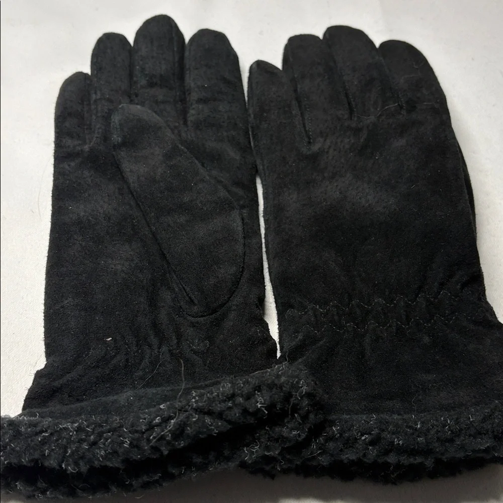 Fownes Black Suede Poly Lined Gloves Size L
